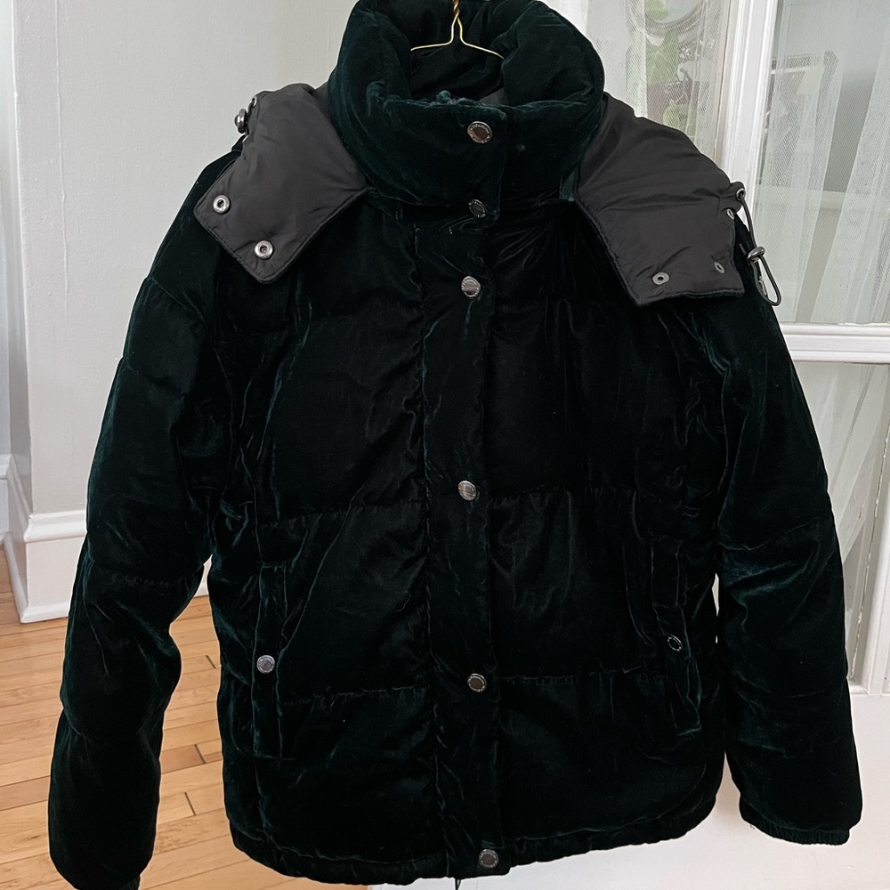 Dark Green Velvet Puffer